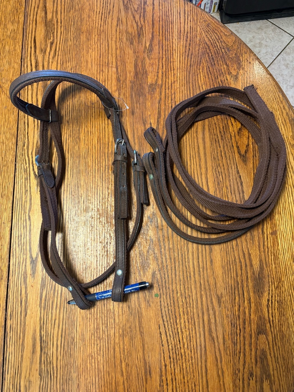 Horse Tack Brown Nylon Browband Horse Bridle/Matching Reins